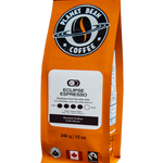 Orange coffee bag labeled 'Planet Bean Coffee' with Eclipse Espresso on a white background label that reads Eclipse Espresso - Ground Coffee