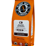 Orange coffee bag labeled 'Planet Bean Coffee' with 'Eclipse Espresso' on a white background label that reads Eclipse Espresso - Whole Bean Coffee