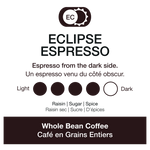 Eclipse Espresso branding with coffee flavor options on a white background