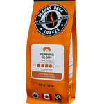 Orange coffee bag with 'Planet Bean Coffee' branding on a white background label that reads Morning Glory - Whole Bean Coffee